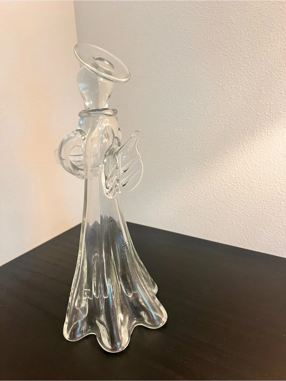 Clear Glass Angel Figurine Candle Holder - Clear